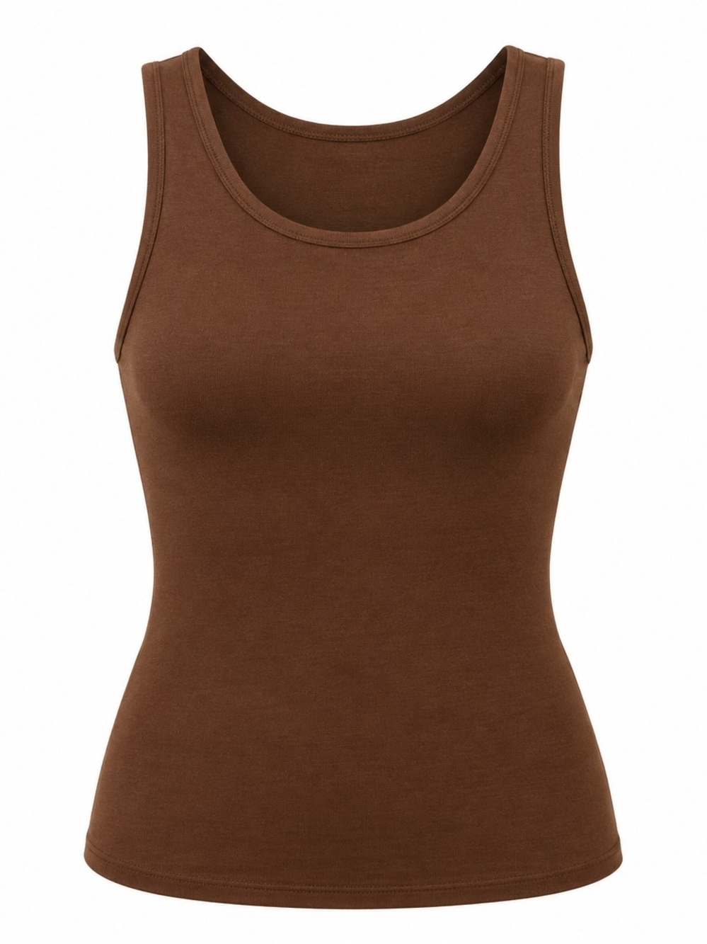 Classic Women's Brown Double Layer Tank Top By Zenana